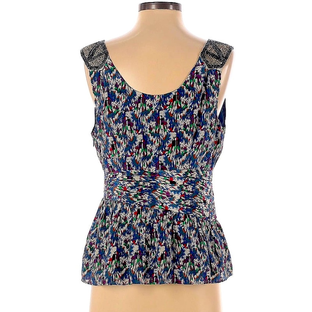 Anthropologie EDME & ESYLLTE Vittorio Epaulette Beaded Silk Tank Top Size 6